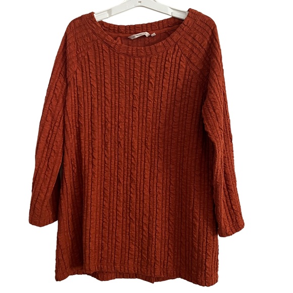 Soft Surroundings Orange Goldie Tunic Top Sweater Button Back Size Large - Picture 2 of 11
